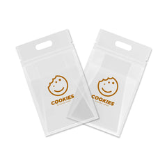 Customizable Clean Clear Polyethylene Side Gusset Stand Zipper Seal Bags with Die Cut Handles (Basic Printing)