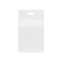 Customizable Clean Clear Polyethylene Side Gusset Stand Up Zipper Seal Bags with Die Cut Handles (Full Customization)