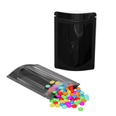 Glossy Half Mirror Black Metallic Mylar Foil Stand Strong® Bags