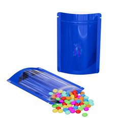 Glossy Half Lapis Lazuli Blue Metallic Mylar Foil Stand Strong® Bags
