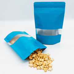 Matte Shock Blue Window Mylar Stand Strong® Bags