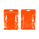 Reusable Flat Zipper Seal Bags – Glossy Half Orion Orange Polypropylene with Window & Butterfly Hang Hole