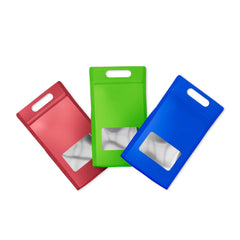 Customizable Smooth Matte Colored Side Gusset Stand Up Zipper Seal Bags with Die Cut Handles (Basic Printing)