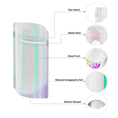 Customizable Half Diamond Holographic Stand Up Zipper Seal Bags (Basic Printing)