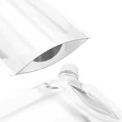 Glossy Iron Silver Stand Pouch with Corner Wide Mouth Twist Cap