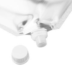 Glossy Iron Silver Stand Pouch with Corner Wide Mouth Twist Cap