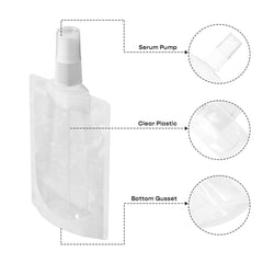 Customizable Frosted Translucent Stand Pouch with Top Wide Mouth Serum Pump (Full Customization)