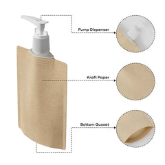 Customizable Classic Kraft Stand Pouch with Top Wide Mouth Pump Dispenser (Full Customization)