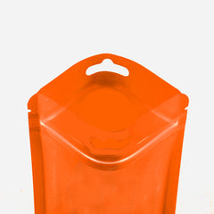 Reusable Flat Zipper Seal Bags – Glossy Half Orion Orange Polypropylene with Window & Butterfly Hang Hole