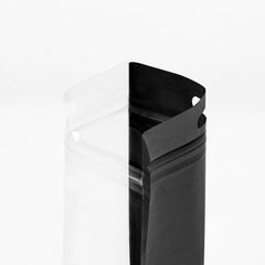 Reusable Flat Zipper Seal Bags – Glossy Half Universal Black Polypropylene with Window & Butterfly Hang Hole