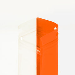 Reusable Flat Zipper Seal Bags – Glossy Half Orion Orange Polypropylene with Window & Butterfly Hang Hole