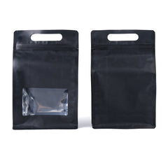 Smooth Matte Waxed Black Side Gusset Stand Strong® Bags with Die Cut Handles