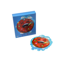 Flat Zipper Seal – Red Frosted Die Cut Donut Smell Proof Mylar Foil with Matching Box 3.5g