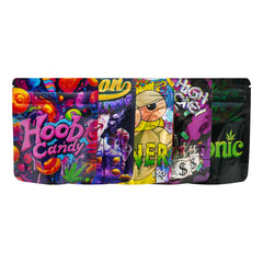 Holographic Five Assorted Design Smell Proof Mylar Foil Stand Strong® Bags