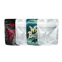 Half Holographic Assorted Design Smell Proof Mylar Foil Stand Strong® Bags