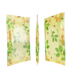 Reusable Flat Zipper Seal Bags – Yellow Horizon Flower Pattern with Clear Oval Window