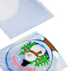 Clear Merry Christmas Snow Globe Window Display Flat Open Fill SlickSeal™ Bags