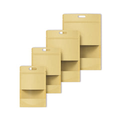 Krafty Brown Translucent Window Stand Strong® Bags with Die Cut Handles