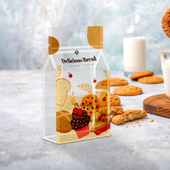 Customizable Clean Clear Polyethylene Side Gusset Stand Up Zipper Seal Bags with Die Cut Handles (Full Customization)