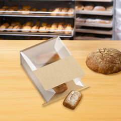 Half Colored Cotton Paper Open Top Side Gusset Bags with Tin Tie