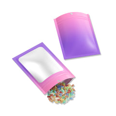 Flat Zipper Seal Bags Matte Gradient Design with Translucent Window and Hang Hole