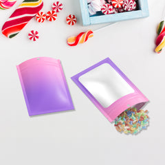 Flat Zipper Seal Bags Matte Gradient Design with Translucent Window and Hang Hole