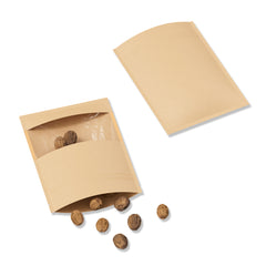 Reusable Flat Zipper Seal Bags – Colored Kraft with Transparent Window