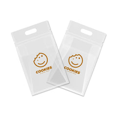 Customizable Clean Clear Polyethylene Side Gusset Stand Zipper Seal Bags with Die Cut Handles (Basic Printing)