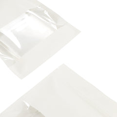 Flat Zipper Seal Bags – Parchment White Kraft with Clear Window