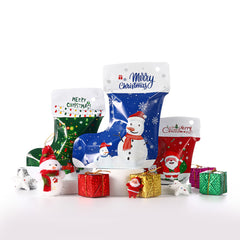 Christmas Die-Cut Designed Stocking Mylar Stand Strong® Bags with Round Hang Hole