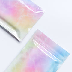 Glossy Rainbow Marble Metallic Foil Flat Zipper Seal Bags