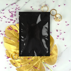 Glossy Mirror Black Mylar Foil Open Fill Bags