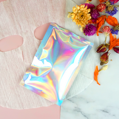 Glossy Diamond Holographic Mylar Open Top Packaging Bags