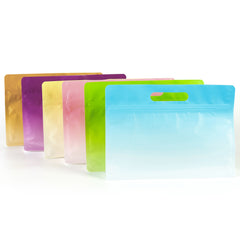 Gradient Clear Side Gusset Stand Strong® Bags with Die-Cut Handle
