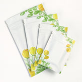 Matte Tulip White Flower Designed Foil Zipper Seal Bags