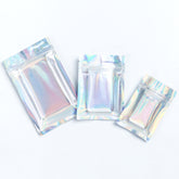 Half Diamond Holographic Mylar Zipper Seal Bags with Clear Window