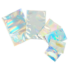 Glossy Diamond Holographic Mylar Open Top Packaging Bags