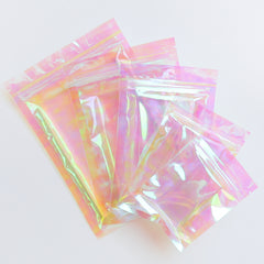 Kaleidoscope Holographic Clear Flat Zipper Seal Bags