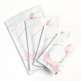 Matte Galah White Geometric Foil Zipper Seal Bags