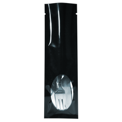 Mirror Black Metallized Open Top Bags with a Clear Oval Transparent Window