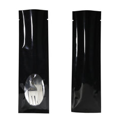 Mirror Black Metallized Open Top Bags with a Clear Oval Transparent Window