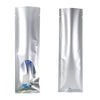 Iron Silver Metallized Open Top Bags with a Clear Oval Transparent Window - Iron Silver