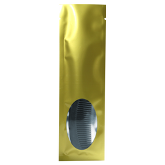 Glamorous Gold Metallized Open Top Bags with a Clear Oval Transparent Window