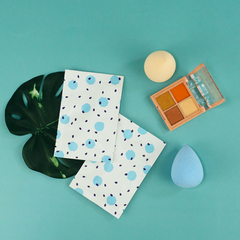 White with Berry Blue Polka Dot Aluminum Open Top Bags
