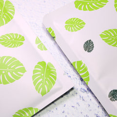 Tropical Green Leaf Design Aluminum Open Top Bags