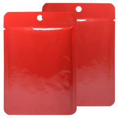 Glossy Crimson Red Bottom Fill Aluminum Bags with Round Hang Hole