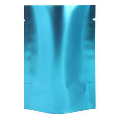 Matte Metallic Blue Mylar Open Top Heat Sealable Stand-Up Bag