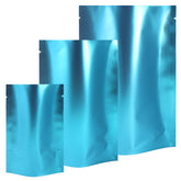 Matte Metallic Blue Mylar Open Top Heat Sealable Stand-Up Bag