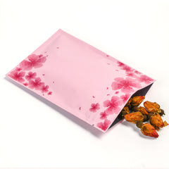 Matte Sakura Pink Flower Designed Zipper Seal Foil Bags