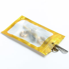 Matte Going Out Gold Foil QuickQlick® Bags with Bordered Translucent Window and Butterfly Hang Hole